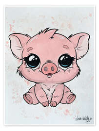 Wall print Piggy with sweet eyes - A.DOUBLE.U