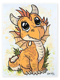 Wall print Little orange dragon - A.DOUBLE.U