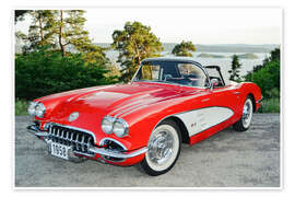 Poster 1958 Chevrolet Corvette convertible I - American Cars 1920 - 2020