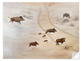 Sticker mural Wild boar family in the snow - Madelene Löfholm