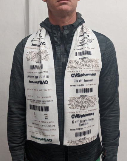 58″ long CVS receipt scarf is only slightly shorter than actual CVS receipts