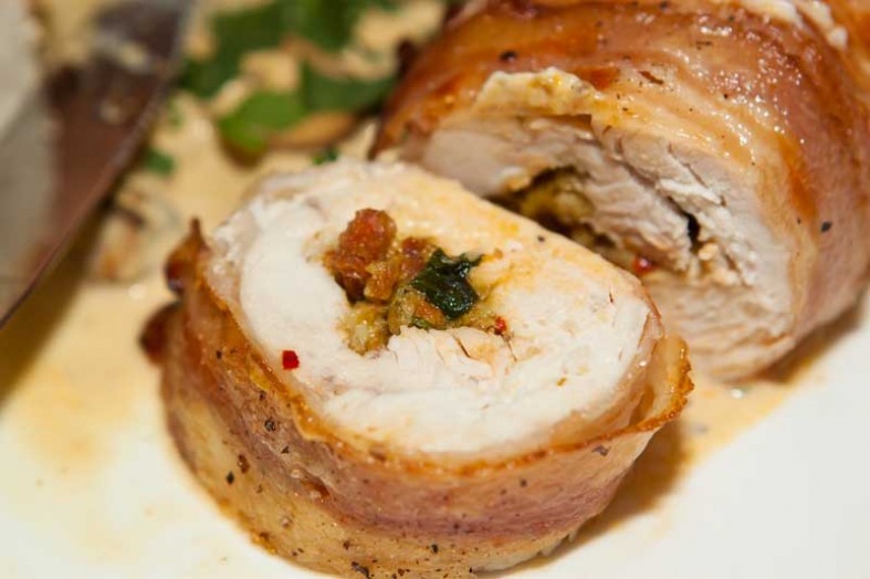 Pancetta wrapped chicken