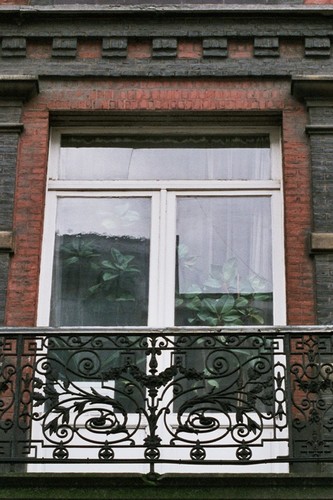 Glasdeur naar het balkon,  Warmoesstraat 71-73, Sint-Joost-ten-Noode, 1886, 2005