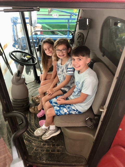 3 young grandchildren sitting in truck