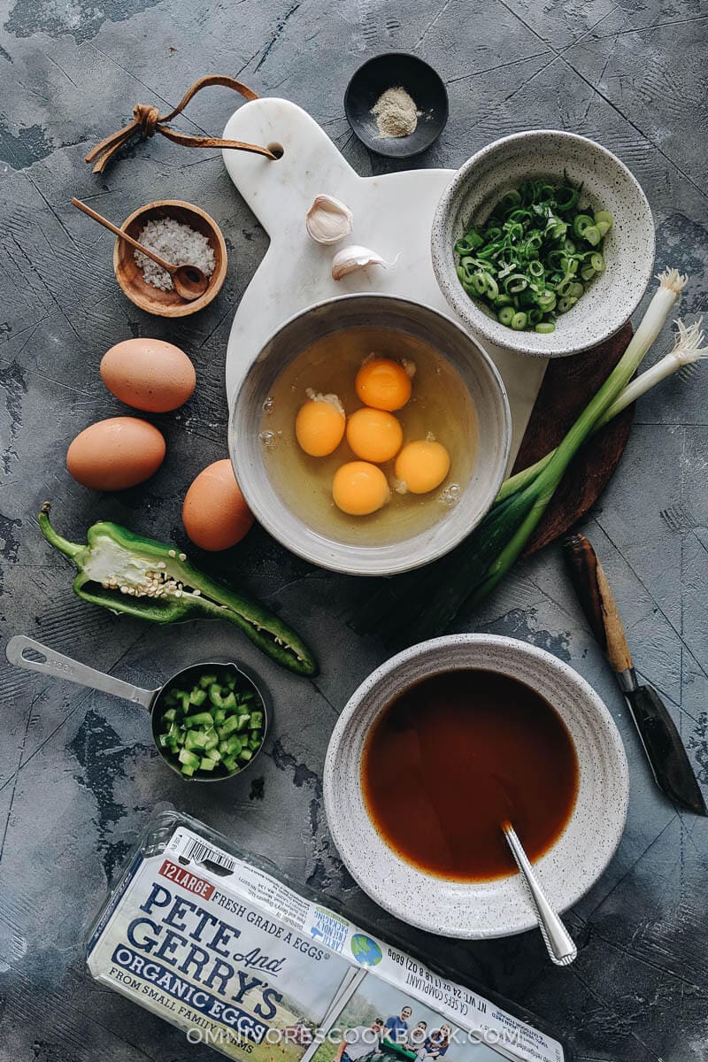 Ingredients for making egg foo young