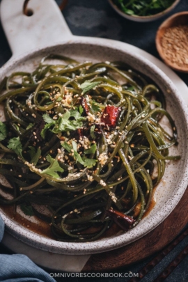 Chinese seaweed salad close up