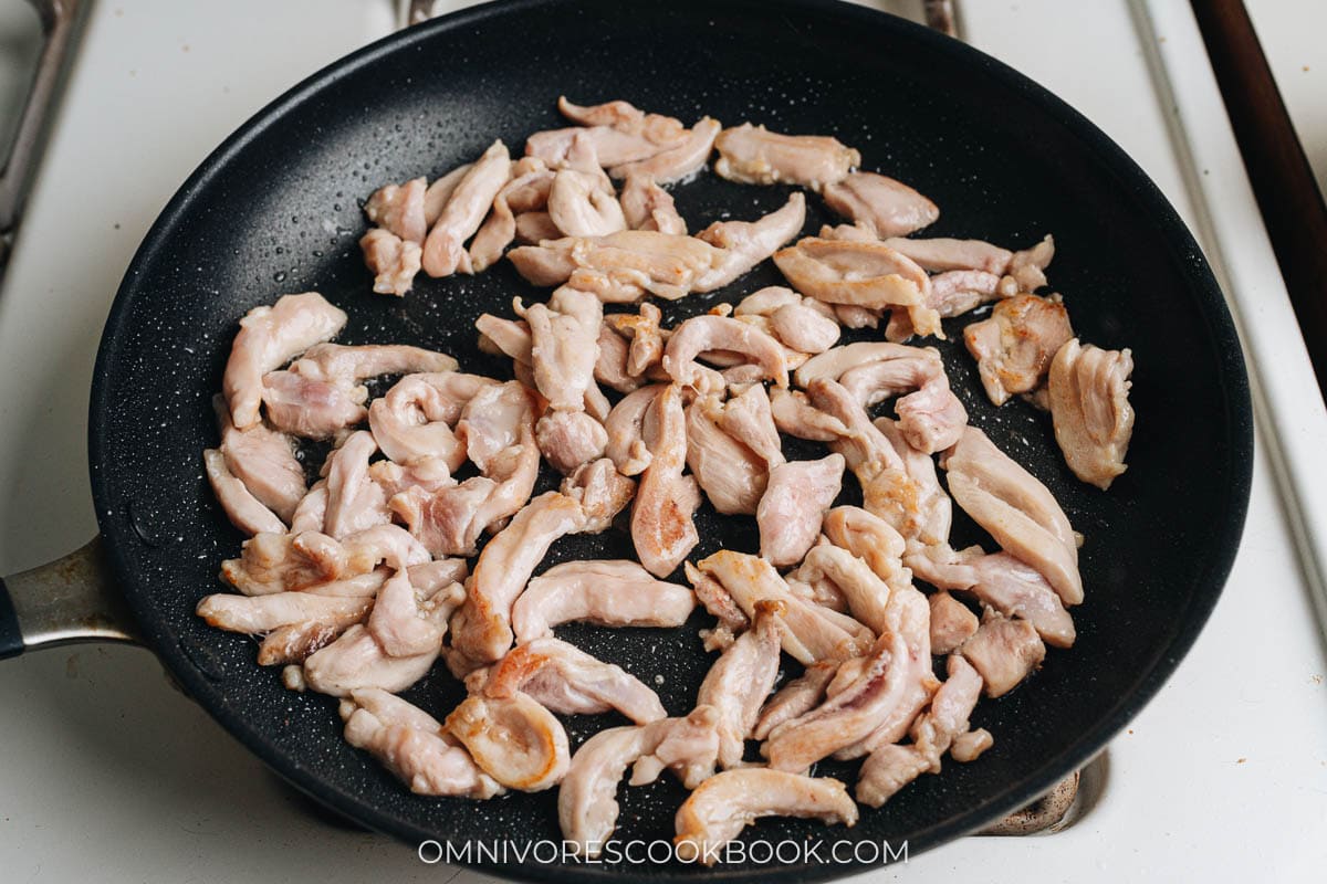 Pan frying chicken thigh pieces