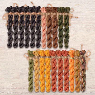 Set of OwlForest Hand-Dyed Threads for the “Autumn Night Alphabet” Chart ENG (DMC)