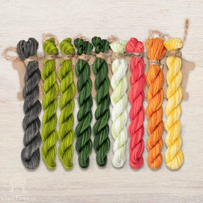 Set of OwlForest Hand-Dyed Threads for the “Watermelon Summer” Chart (Thread Trade n.a. Kirov)