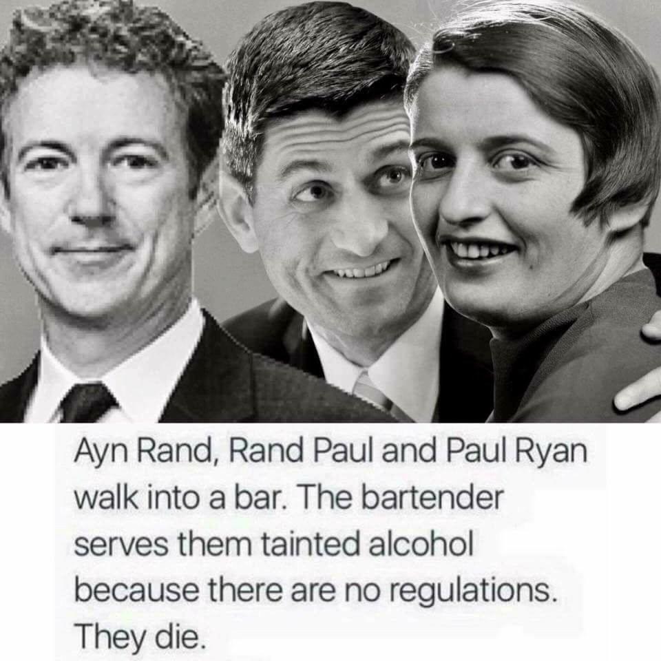 Rand Paul, Paul Ryan and Ayn Rand gather for a drink.