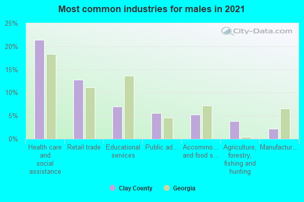 Most common industries for males in 2022