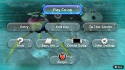 The pause menu in Pikmin 3 Deluxe.