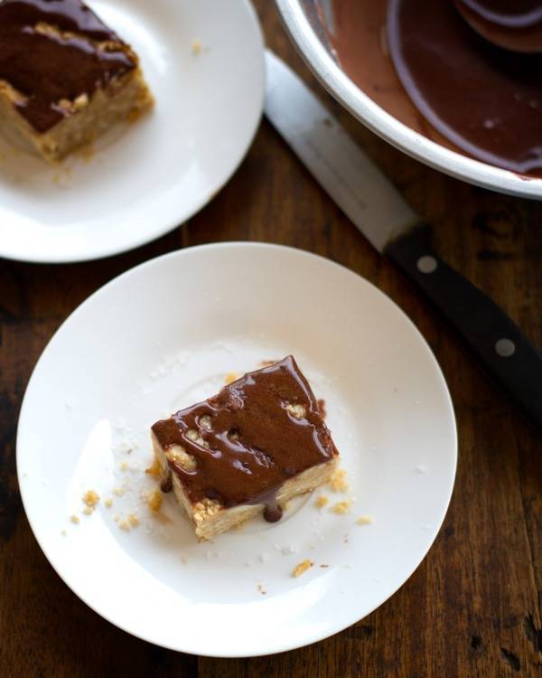 Peanut butter fudge on a plate.