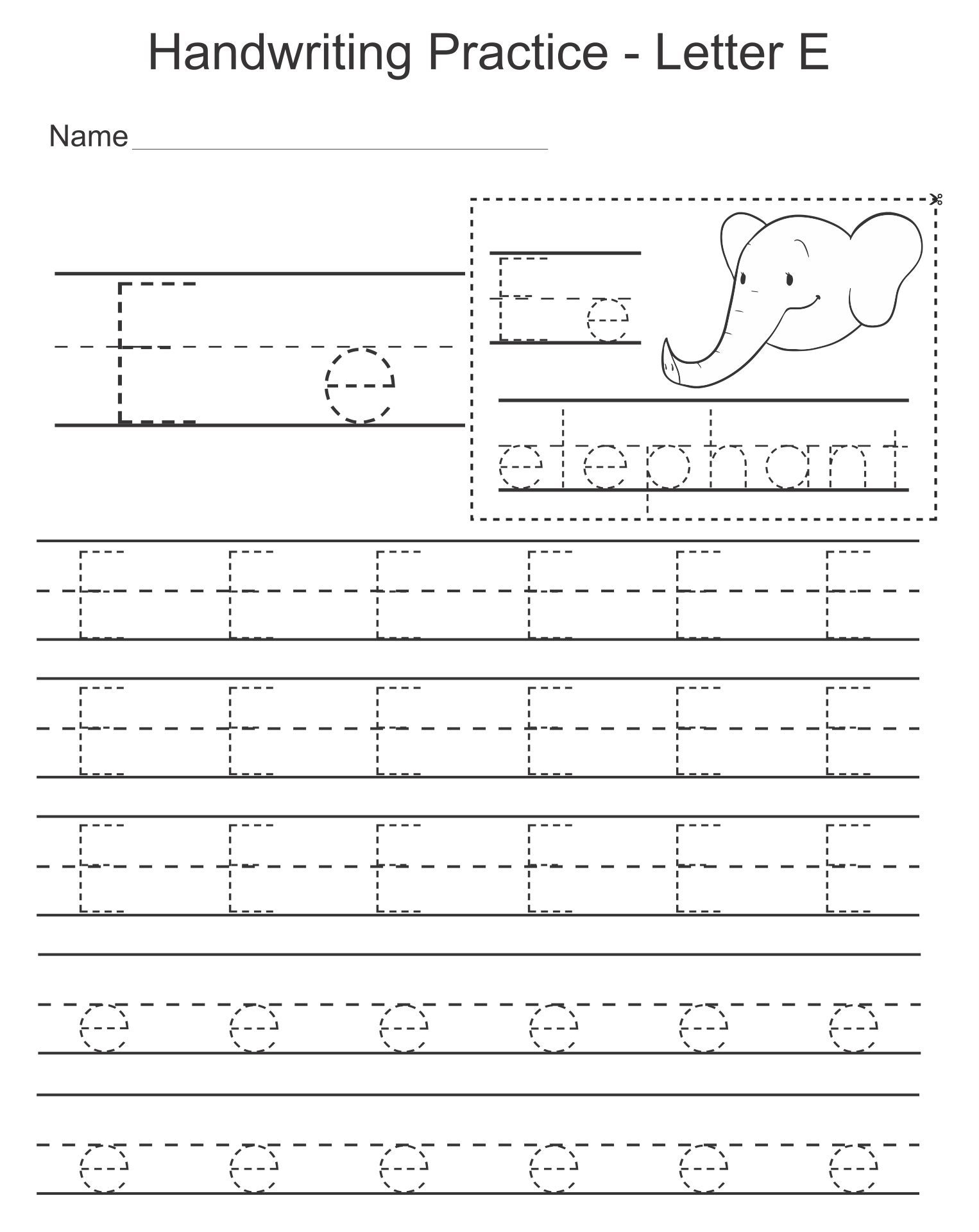 Letter E Worksheets