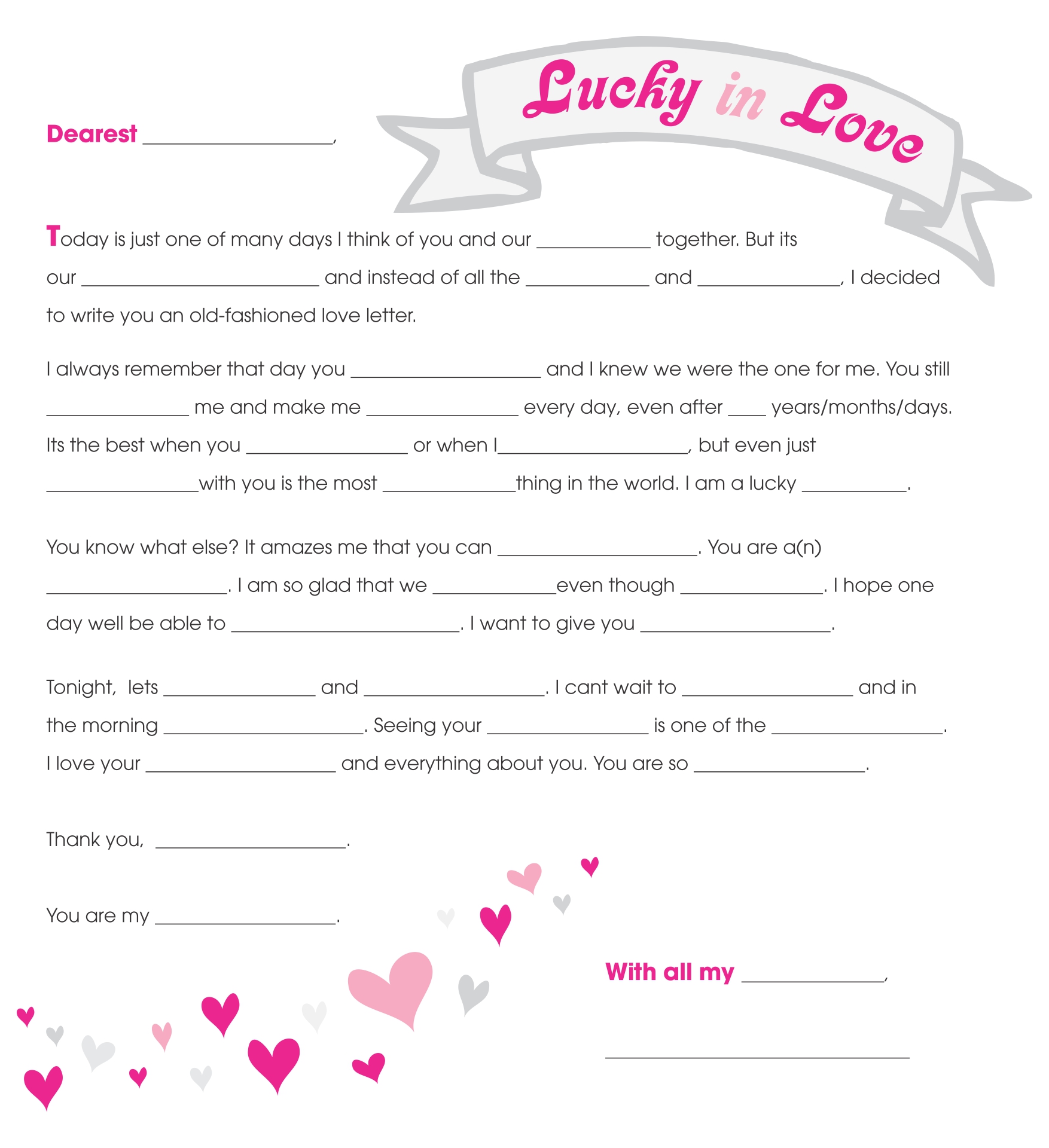 Love Letter Mad Libs