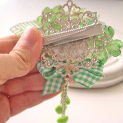 Hair clip kawaii fairy kei lolita accessory totoro kanzashi green