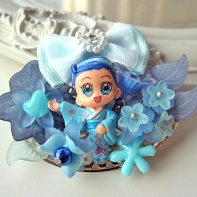 Hair clip kawaii fairy kei lolita accessory manga girl kanzashi blue