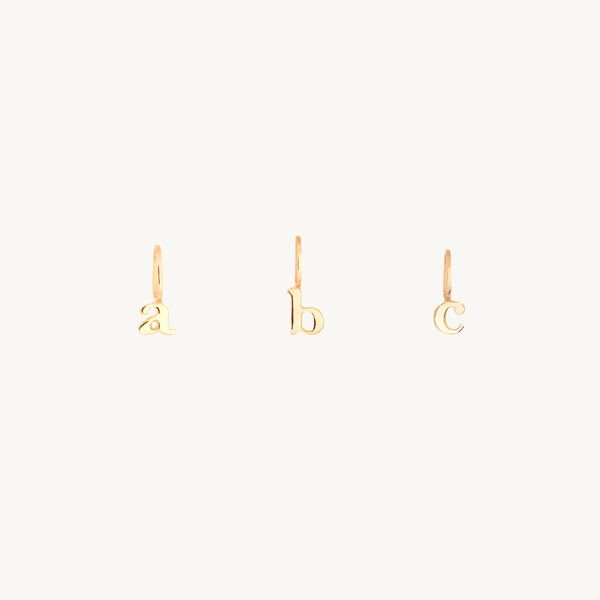 Catbird Tiniest Alphabet Charm, Yellow Gold