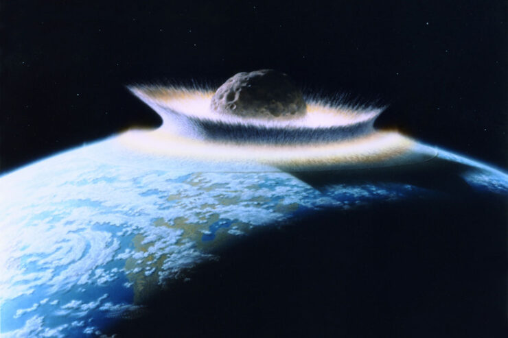 Artist's conception of a massive meteor impact on the Earth