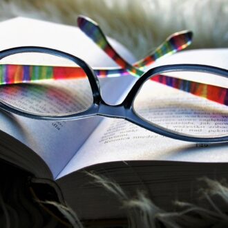 glasses and book