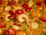 Paella aux scampis et noix de St Jacques