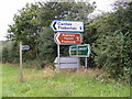 TM3764 : Signpost on A12 at Kelsale cum Carlton by Geographer