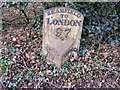 TM4072 : Milepost on A144 The Street, Bramfield by Geographer