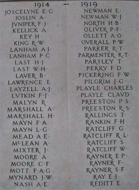 War Memorial, Public Gardens, Bocking End, Braintree, Essex, Panel 3