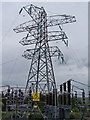 NG6224 : Electricity pylon, Broadford sub-station by Richard Dorrell