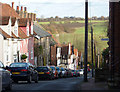 TL9149 : Looking down Prentice Street, Lavenham by Andrew Hill