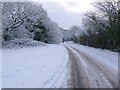 SP0968 : Snowy lane at Gorcott Hill by Nigel Mykura