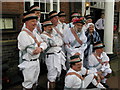 SJ2937 : Kirtlingtom Morris Men posing outside the Hand Hotel by Linnet