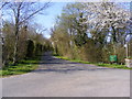 TM3664 : Carlton Lane Bridleway and Carlton Meres Caravan Park Entrance by Geographer