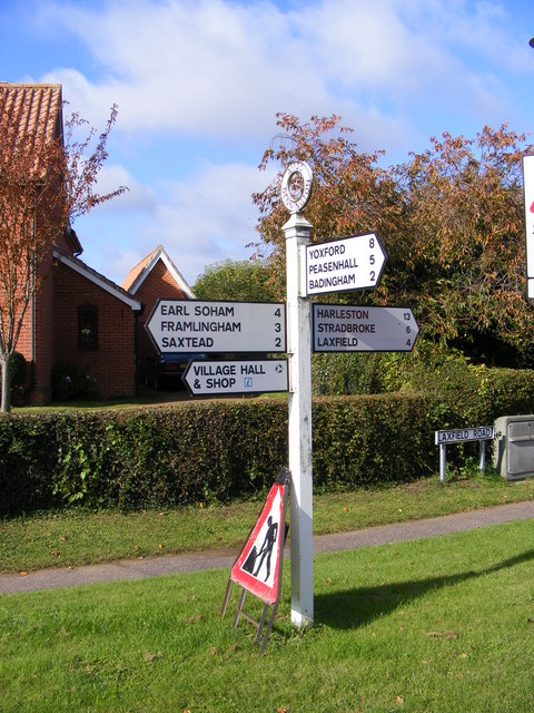 Old Roadsign on  the B1116 Laxfield Road