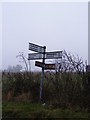 TM3467 : Roadsign on Bruisyard Road by Geographer