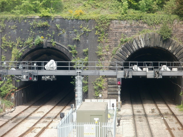 Closeup view of the southern portals of Hillfield tunnels, Newport