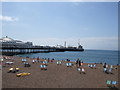 TQ3103 : Deckchairs on beach near Brighton Pier by Paul Gillett