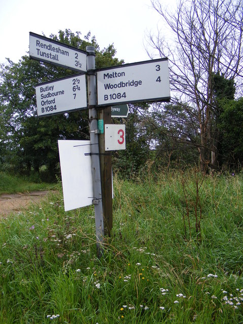 Roadsign on the B1084 Woodbridge Road