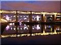 NZ2563 : Night view of the Tyne bridges from the west by Andrew Curtis