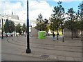 SJ8498 : Tramlines at Piccadilly Gardens by Gerald England