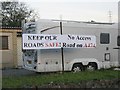 SN7009 : Protest banner for windfarm access road by Nigel Davies