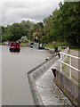 SJ6475 : Overflow weir on the Trent and Mersey Canal at Anderton, Cheshire by Roger  D Kidd