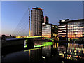 SJ8097 : Media City Swing Bridge and BBC Offices by David Dixon