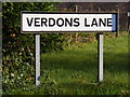 TM2673 : Verdons Lane sign by Geographer