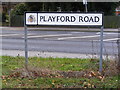 TM1945 : Playford Road sign by Geographer