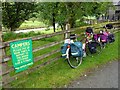 SN8275 : Touring bikes at Tyllwyd Farm Camping Site, Cwmystwyth by Phil Champion