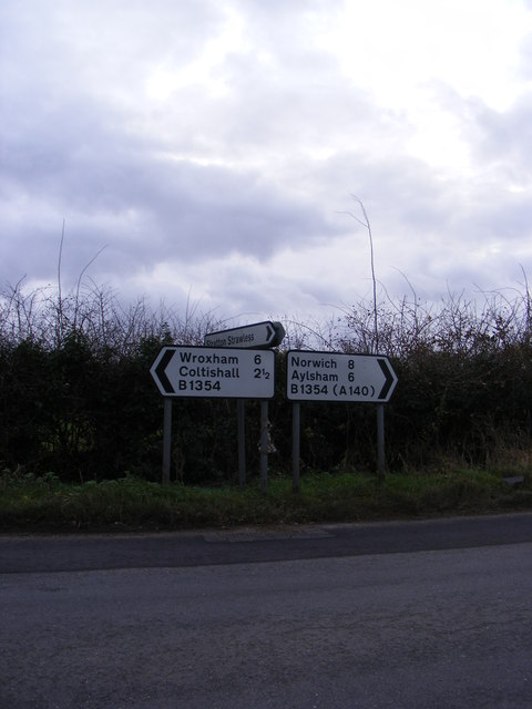 Roadsign on the B1354 Waterloo/Old Church Roads