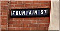 J3374 : Fountain Street sign, Belfast by Albert Bridge