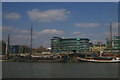 TQ3480 : Thames Barges tied up, Wapping by Christopher Hilton