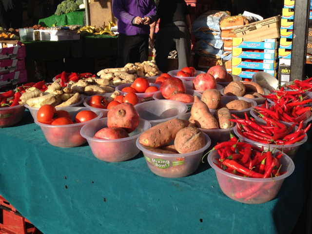 Red veg, outdoor market, Bullring